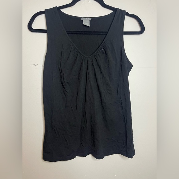 Ann Taylor Tops - Ann Taylor, Black, Sleeveless, Ruched V-Neck Neck, Tank Top, Women’s Size Medium